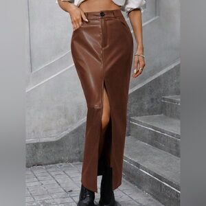 Brown Leather Skirt